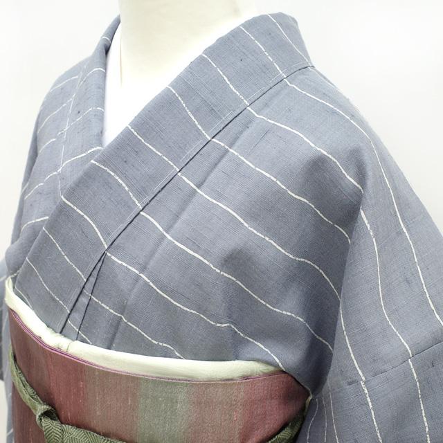 本場小千谷紬 訪問着 袷 着物 なま紬 越後手びき 新潟県 グレー 本場小千谷紬 訪問着 袷 着物 なま紬 越後手びき 新潟県 グレー
