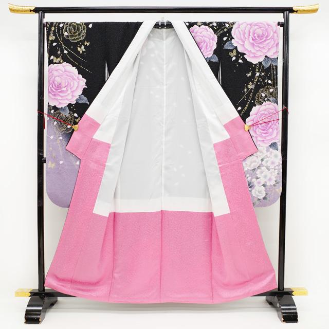 振袖 着物 金彩加工 黒 紫 ぼかし 薔薇 バラ 桜 チェーン 蝶 星 振袖 着物 金彩加工 黒 紫 ぼかし 薔薇 バラ 桜 チェーン 蝶 星