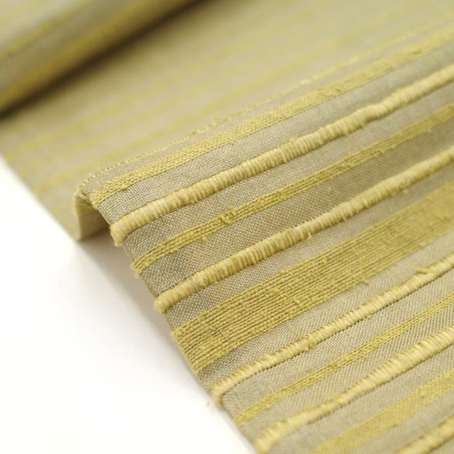 紬 単衣 着物 野蚕糸 タッサーシルク 野蚕糸工房 利休茶色 横段 紬 単衣 着物 野蚕糸 タッサーシルク 野蚕糸工房 利休茶色 横段