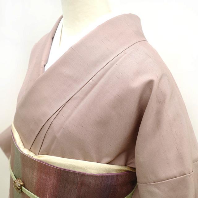 本場牛首紬 袷 訪問着 着物 石川県指定無形文化財 ピンクグレー 本場牛首紬 袷 訪問着 着物 石川県指定無形文化財 ピンクグレー