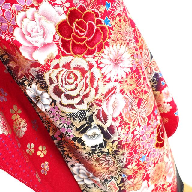 振袖 着物 長襦袢 2点 セット 金彩加工 赤 バラ 薔薇 牡丹 蝶 振袖 着物 長襦袢 2点 セット 金彩加工 赤 バラ 薔薇 牡丹 蝶