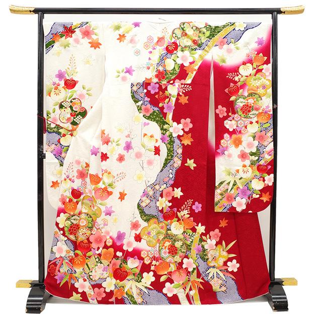 振袖 着物 金駒刺繍 白 赤 橘 松竹梅 桜 鶴 鈴 成人式 二十歳 振袖 着物 金駒刺繍 白 赤 橘 松竹梅 桜 鶴 鈴 成人式 二十歳