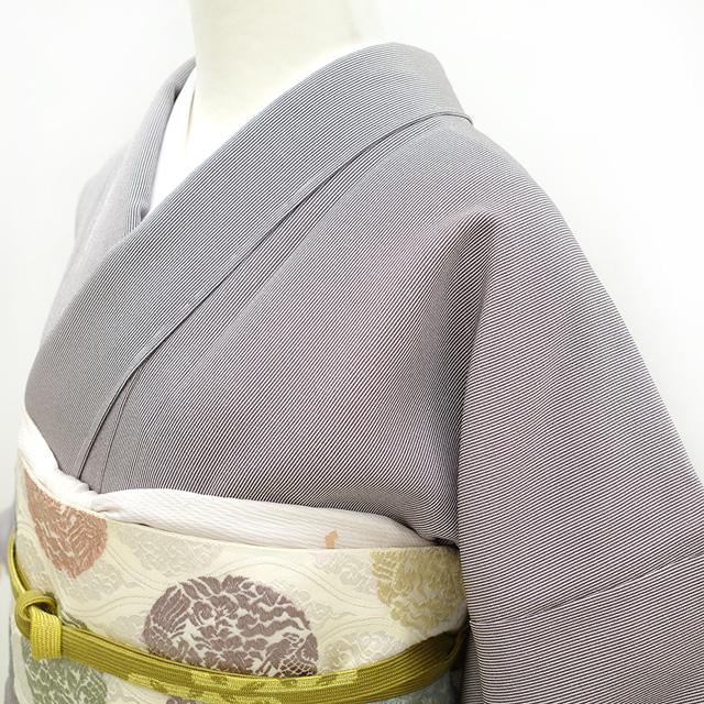 江戸小紋 袷 着物 重要無形文化財伊勢型写し 正絹 白 ×茶紫 万筋