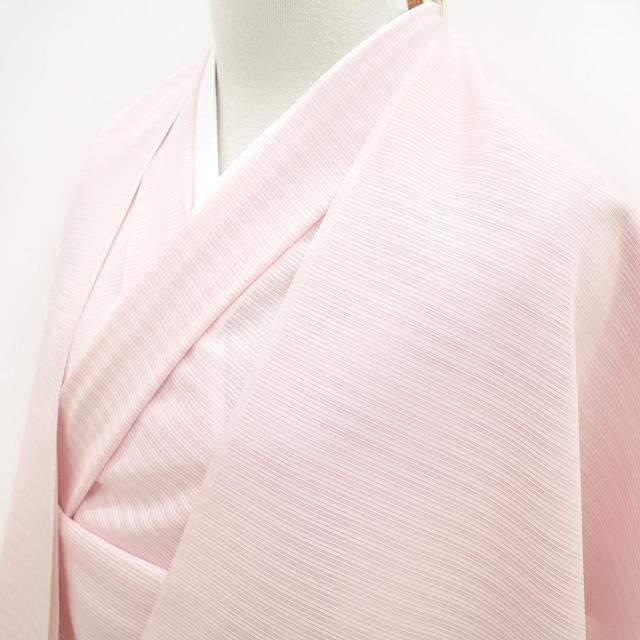 夏物 変わり絽 色無地 着物 着尺 五泉 小熊 正絹 薄ピンクベージュ 