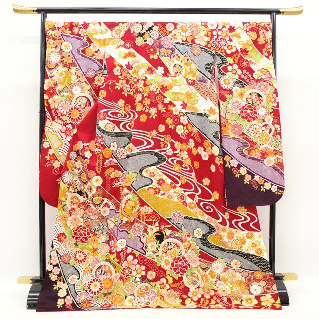振袖 着物 刺繍 金彩 赤 四季の花 古典柄 正絹 成人式 二十歳 振袖 着物 刺繍 金彩 赤 四季の花 古典柄 正絹 成人式 二十歳