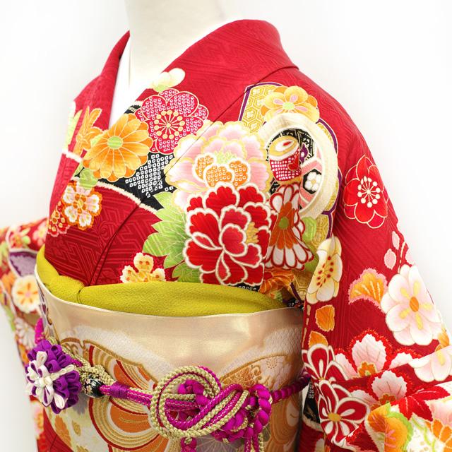 振袖 着物 刺繍 金彩 赤 四季の花 古典柄 正絹 成人式 二十歳 振袖 着物 刺繍 金彩 赤 四季の花 古典柄 正絹 成人式 二十歳