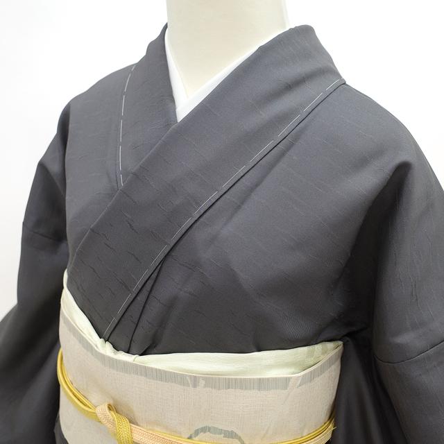 訪問着 単衣 着物 正絹 絹 手染め 濃グレー 南天 地紋 霞 春 秋 訪問着 単衣 着物 正絹 絹 手染め 濃グレー 南天 地紋 霞 春 秋