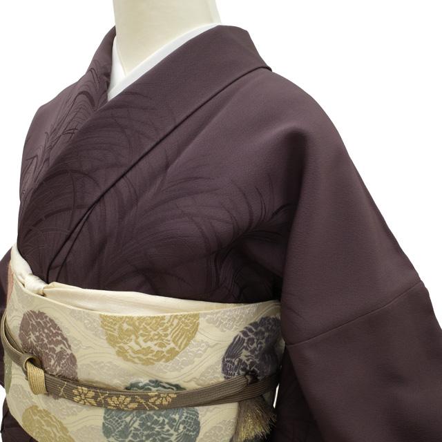 正絹大王松色無地付下げ縫い紋お仕立て上がり