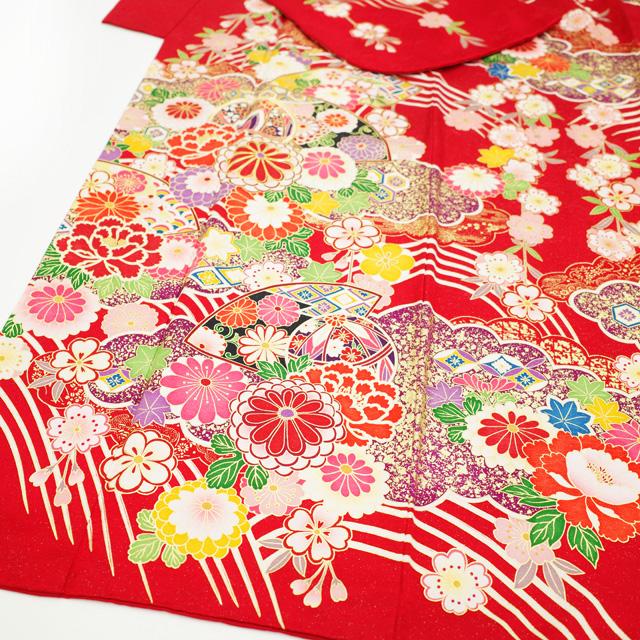 振袖 リサイクル 着物 正絹 成人式 フォーマル 金駒刺繍 金彩加工 赤 