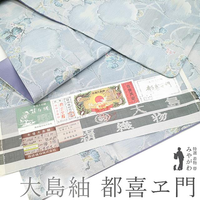 本場大島紬 未使用 都喜ヱ門 藤絹織物 着物 袷 藤白泥 横双 本場大島紬 未使用 都喜ヱ門 藤絹織物 着物 袷 藤白泥 横双