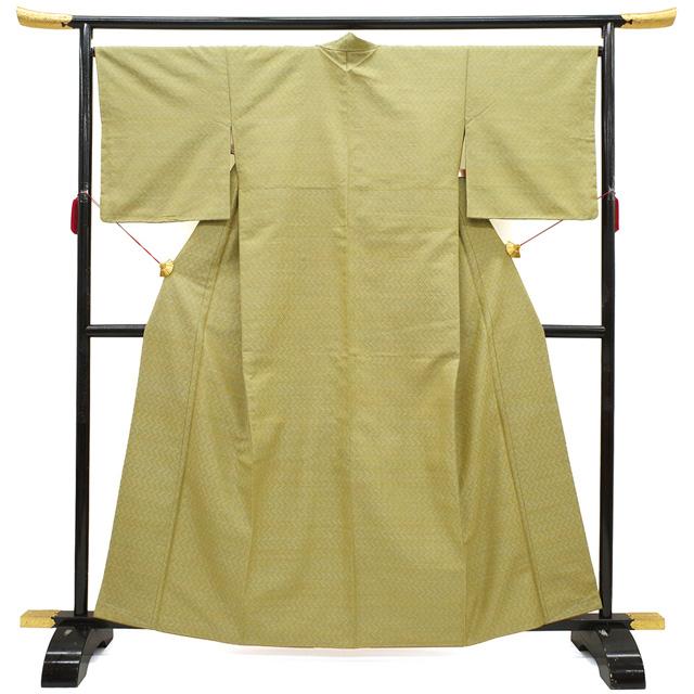 漢方染 紬 着物 正絹 袷 菅原工房 菅原結 抹茶色 多彩 紋織紬 漢方染 紬 着物 正絹 袷 菅原工房 菅原結 抹茶色 多彩 紋織紬