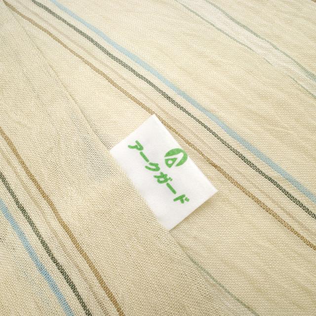 夏物 男物 本場小千谷縮 着物 薄物 単衣 麻 薄ベージュ地 縞 夏物 男物 本場小千谷縮 着物 薄物 単衣 麻 薄ベージュ地 縞