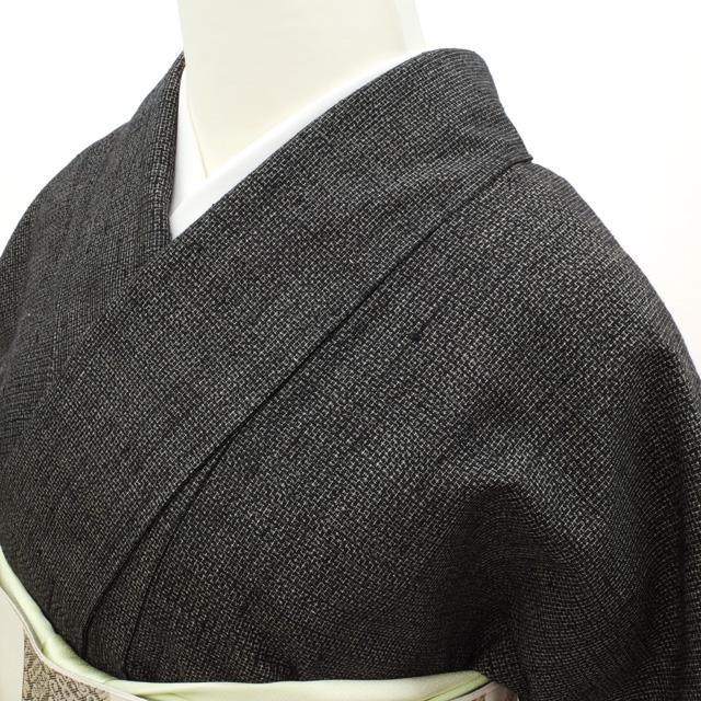 赤城紬 訪問着 着物 袷 正絹 真綿 絞り 手染め 黒 草花 鳥 赤城紬 訪問着 着物 袷 正絹 真綿 絞り 手染め 黒 草花 鳥