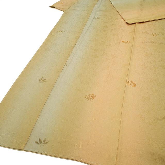 小紋 着物 正絹 袷 一刀彫 オレンジベージュ × 青磁鼠色 ぼかし 小紋 着物 正絹 袷 一刀彫 オレンジベージュ × 青磁鼠色 ぼかし