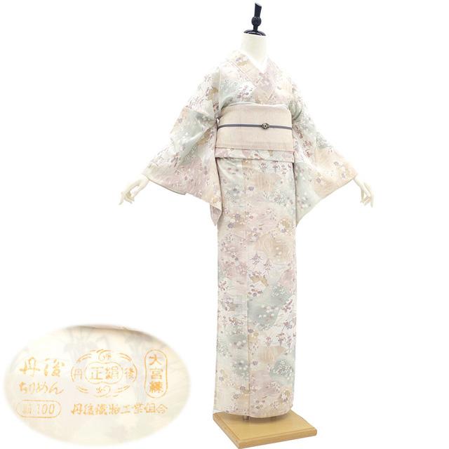 夏物 小紋 単衣 着物 未使用 絽 正絹 型染め 白ベージュ 夏 夏物 小紋 単衣 着物 未使用 絽 正絹 型染め 白ベージュ 夏