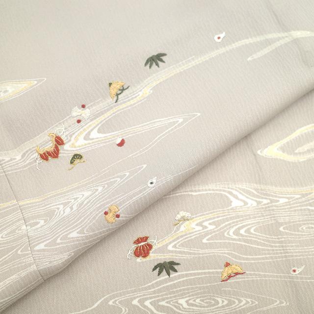 訪問着 単衣 着物 未使用 正絹 春 秋 フォーマル 手刺繍 流水 訪問着 単衣 着物 未使用 正絹 春 秋 フォーマル 手刺繍 流水