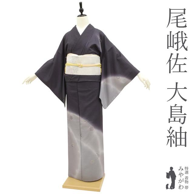 本場大島紬 着物 黒 正絹