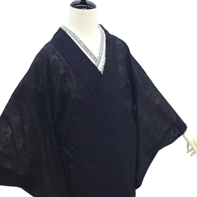 着物衿 コート 未使用 単衣 紋紗 春 夏 秋 正絹 黒紫 新古品 着物衿 コート 未使用 単衣 紋紗 春 夏 秋 正絹 黒紫 新古品