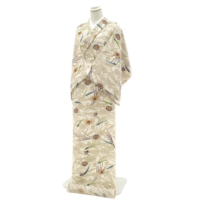 小紋 反物 着物 着尺 未使用 正絹 縮緬 栗山吉三郎 和染紅型 手染め