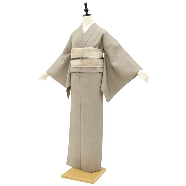 未使用　紬着物（花唐草文）裄67　正絹美品 kp4-29-1.jpg