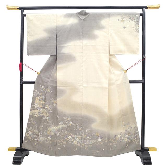 専用　D545 夏着物　生紬　しょうざん　訪問着　正絹　しつけ糸付き未使用極美品 D545 夏着物 生紬 しょうざん 訪問着 正絹 しつけ糸付き未使用極