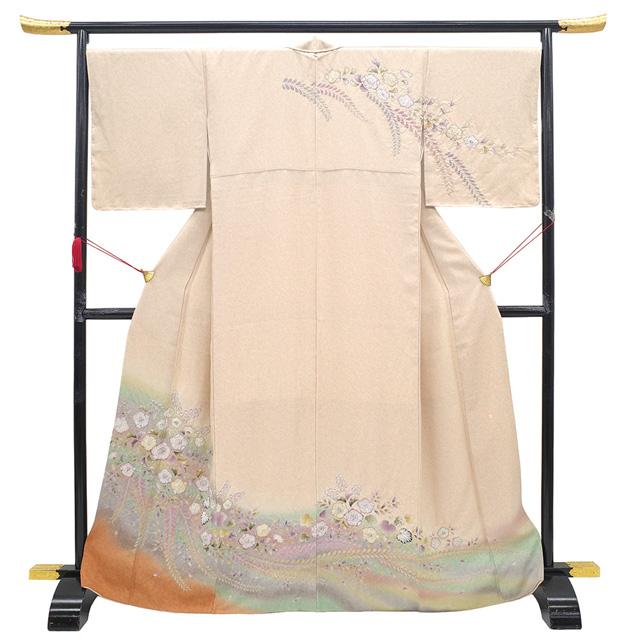 美品　袷　正絹　辻が花　絞り　訪問着フルセット　身丈160 裄69 白百合色 美品 袷 正絹 身丈160 裄69 白百合色×辻が花✨気品の訪問着フル