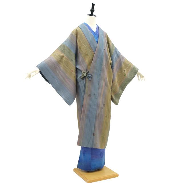 道中着 コート リサイクル 正絹 袷 モール織 丸文 カジュアル 中古