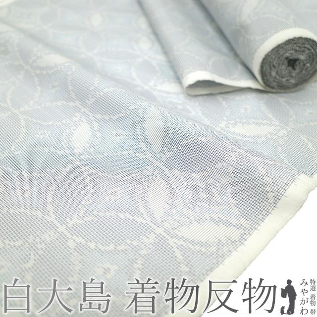 本場大島紬 着物 着尺 反物 正絹 白大島 大島紬 白泥 織絣 横双 白 薄