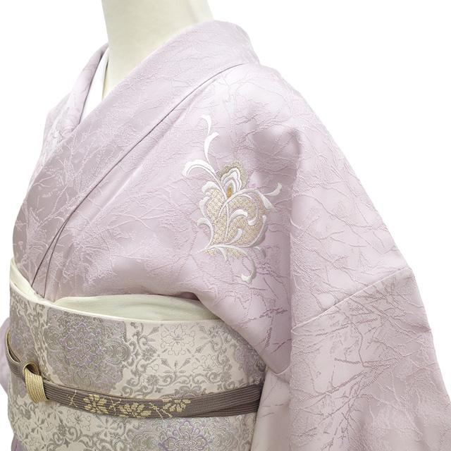 正絹　上質な訪問着　部分刺繍　袷 訪問着 着物 未使用 フォーマル 正絹 袷 刺繍 金銀糸 薄紫 洋花唐草