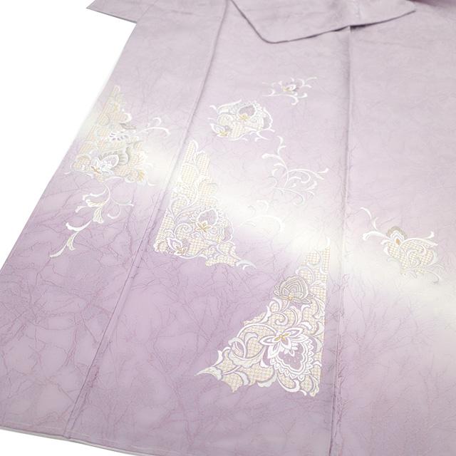 訪問着 着物 未使用 フォーマル 正絹 袷 刺繍 金銀糸 薄紫 洋花唐草