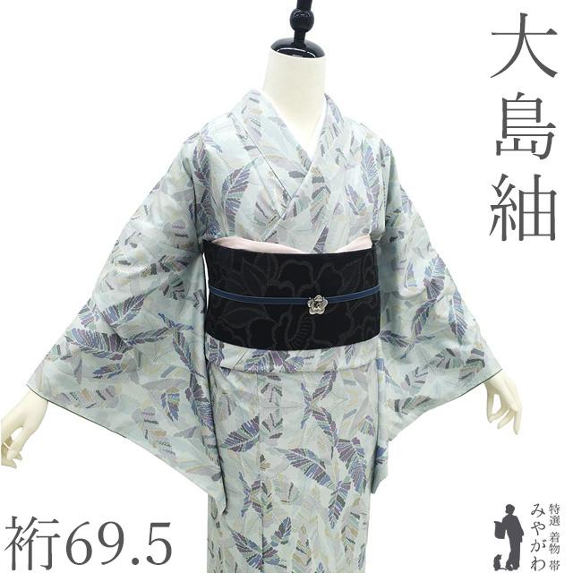 未使用近い　美品　袷　正絹　大島紬系　紬　白紬　小紋　フルセット 本場奄美大島紬 着物 未使用 正絹 大島紬 袷 7マルキ 芭蕉 カジュアル