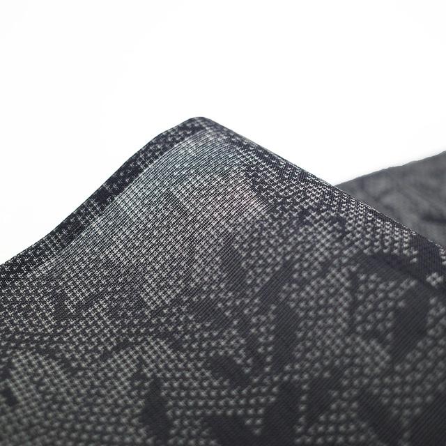 夏物 夏大島 着物 未使用 正絹 単衣 紗紬 十日町 濃グレー カジュアル