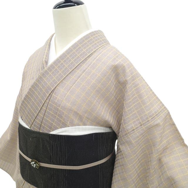 夏物 御召 着物 リサイクル 正絹 単衣 紋紗 くすみカラー 吉野間道 
