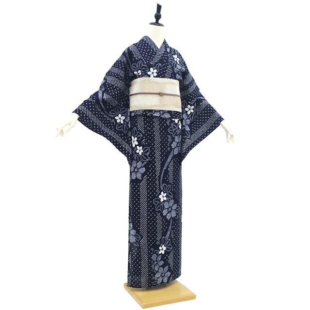 夏物 本場有松鳴海絞り 浴衣 未使用 藤娘きぬたや ゆかた 絞り 木綿 綿