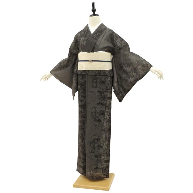 夏物　越後夏大島紬　裄67cm　身丈165cm　証紙なし　新品　3504eall 要事前確認 夏物 越後夏大島紬 裄67cm 身丈165cm 証紙なし 新品 お仕立