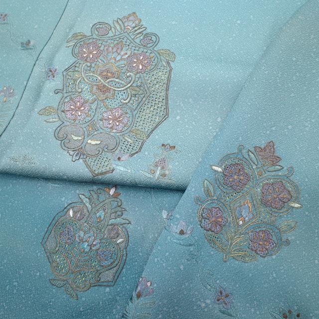 汕頭刺繍 刺繍 訪問着 花柄 水色 827 汕頭刺繍 刺繍 訪問着 花柄 水色 827 【公式通販】