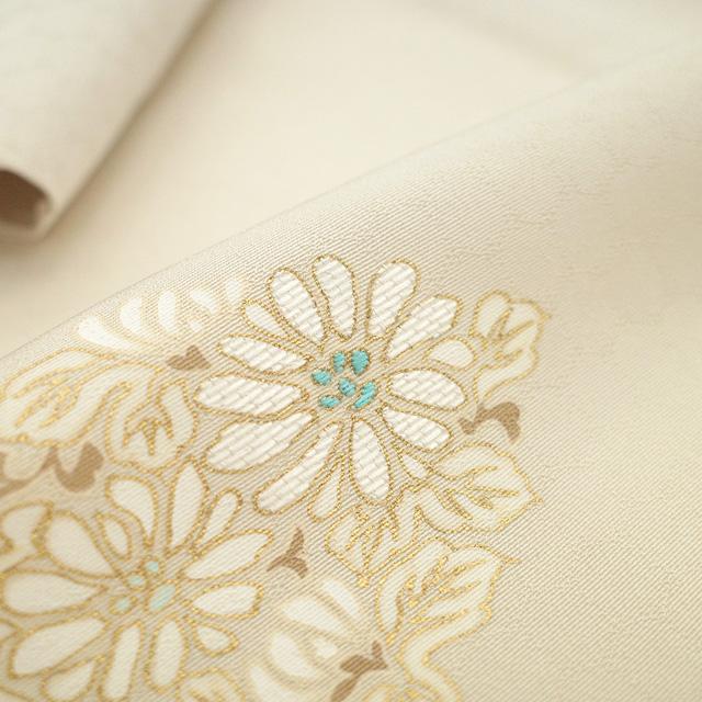 訪問着 単衣 着物 未使用 正絹 春 秋 手刺繍 金彩 ベージュ フォーマル 