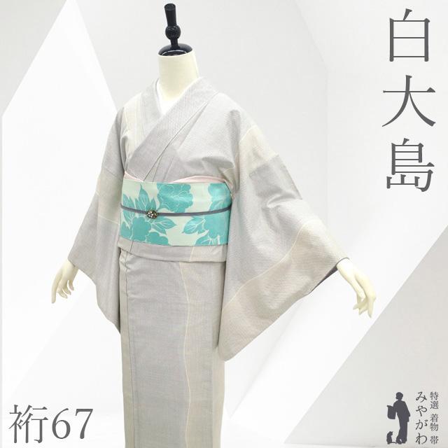 白大島 大島紬 着物 本場大島紬 リサイクル 正絹 袷 白ベージュ 中古