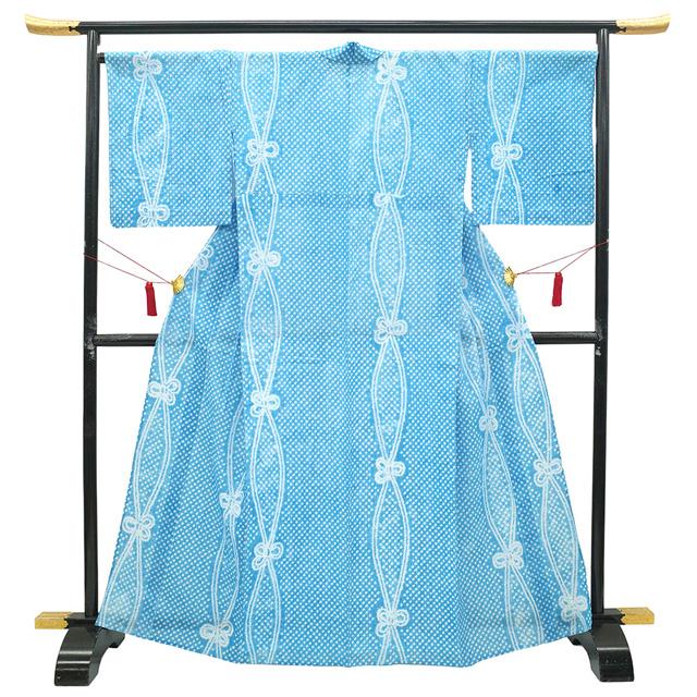 有松 浴衣 本場有松鳴海絞り 夏物 未使用 ゆかた 絞り 木綿 綿 水色