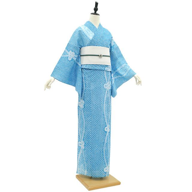 有松 浴衣 本場有松鳴海絞り 夏物 未使用 ゆかた 絞り 木綿 綿 水色 