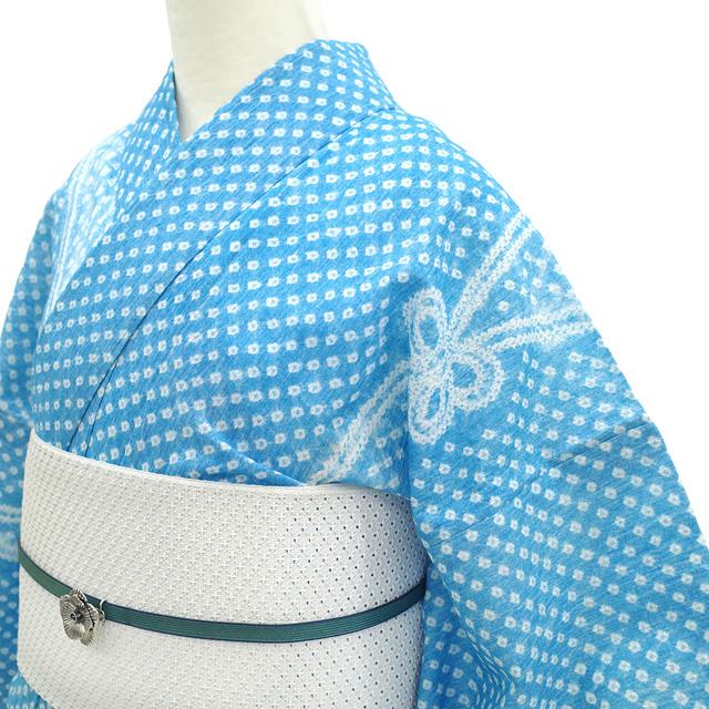 有松 浴衣 本場有松鳴海絞り 夏物 未使用 ゆかた 絞り 木綿 綿 水色 