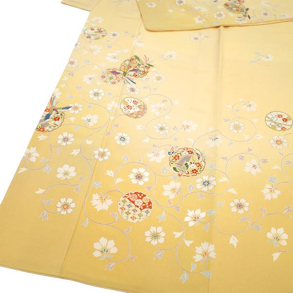 訪問着 手描き友禅 フォーマル リサイクル 正絹 金駒刺繍 金彩加工 花