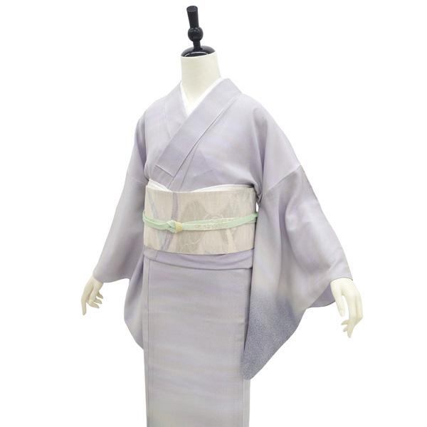 夏物 訪問着 単衣 着物 フォーマル リサイクル 正絹 絽 淡紫 霞ぼかし
