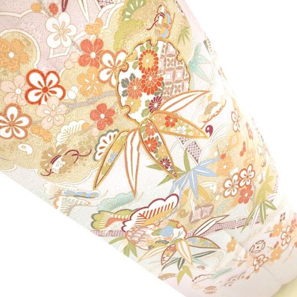 訪問着 着物 金駒刺繍 金彩加工 ピンク 緑 紫 松竹梅 宝尽くし 極上 訪問着 着物 金駒刺繍 金彩加工 ピンク 緑 紫 松竹梅 宝尽くし 極上