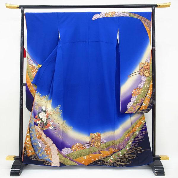ブルーの濃淡振袖＆金とブルーの箔糸袋帯　トールサイズ Prices down4）振袖 帯 「青色 雪輪に桜」 日本製 西陣織 証紙番号2293
