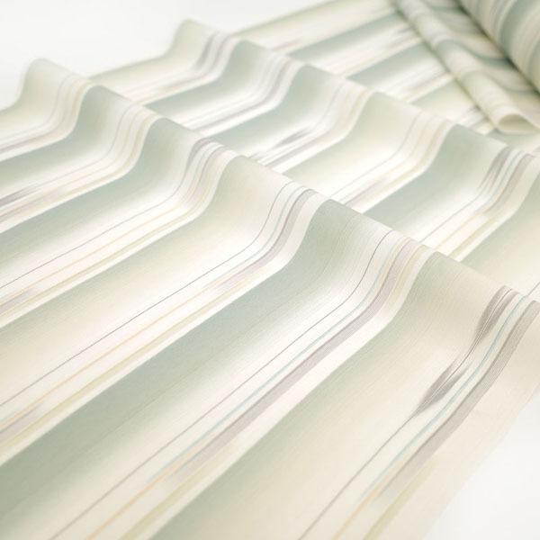 超特盛ミラクルプライス 夏物 明石ちぢみ 着物 反物 伝統工芸士 七代目 吉澤与市 灰緑 オフホワイト 灰紫 青 縞絣 涼感あふれる透け感 新品 みやがわ sb4829 【UOI7173886671】(25654円)