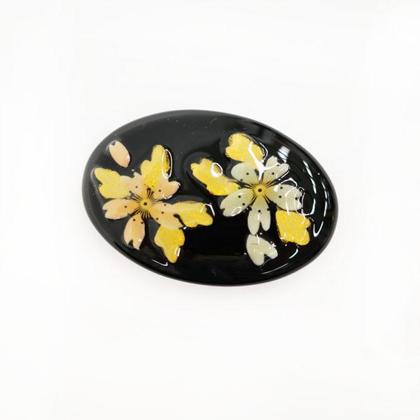 帯留め 3点 セット アクリル 金彩加工 黒 金 桜 蝶 牡丹 和装小物 お 