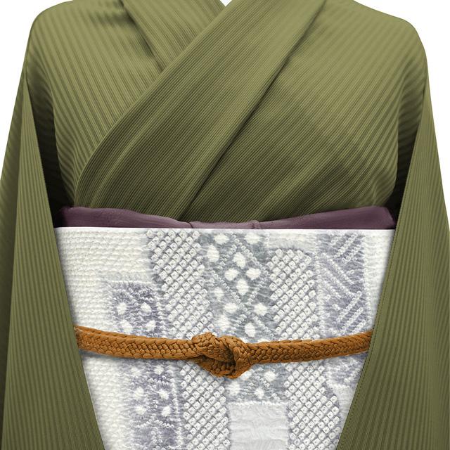 開き 名古屋帯 藤娘きぬたや 絞り 正絹 ライトグレー 白 短冊 開き 名古屋帯 藤娘きぬたや 絞り 正絹 ライトグレー 白 短冊