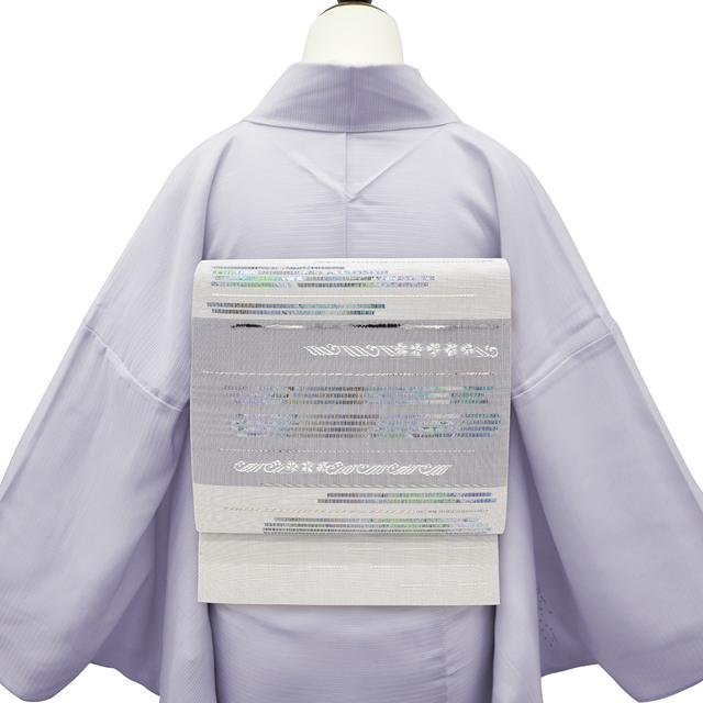 袋帯 京都 西陣 長嶋成織物 正絹 ライトグレー ウェーブ Waveing 袋帯 京都 西陣 長嶋成織物 正絹 ライトグレー ウェーブ Waveing