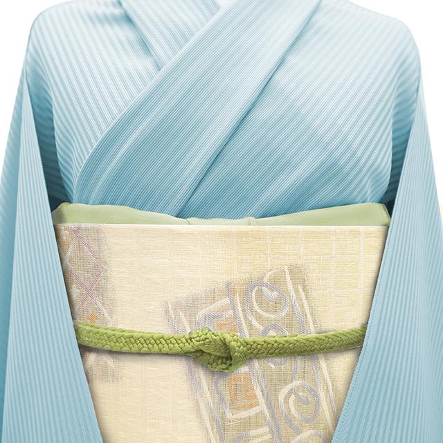 袋帯 京都 西陣 三幸織物 真綿紬糸 正絹 軽量帯 金銀糸 ラメ糸 ライトベージュ モダン柄 春 秋 冬 中古 仕立て上がり みやがわ sb51461_3